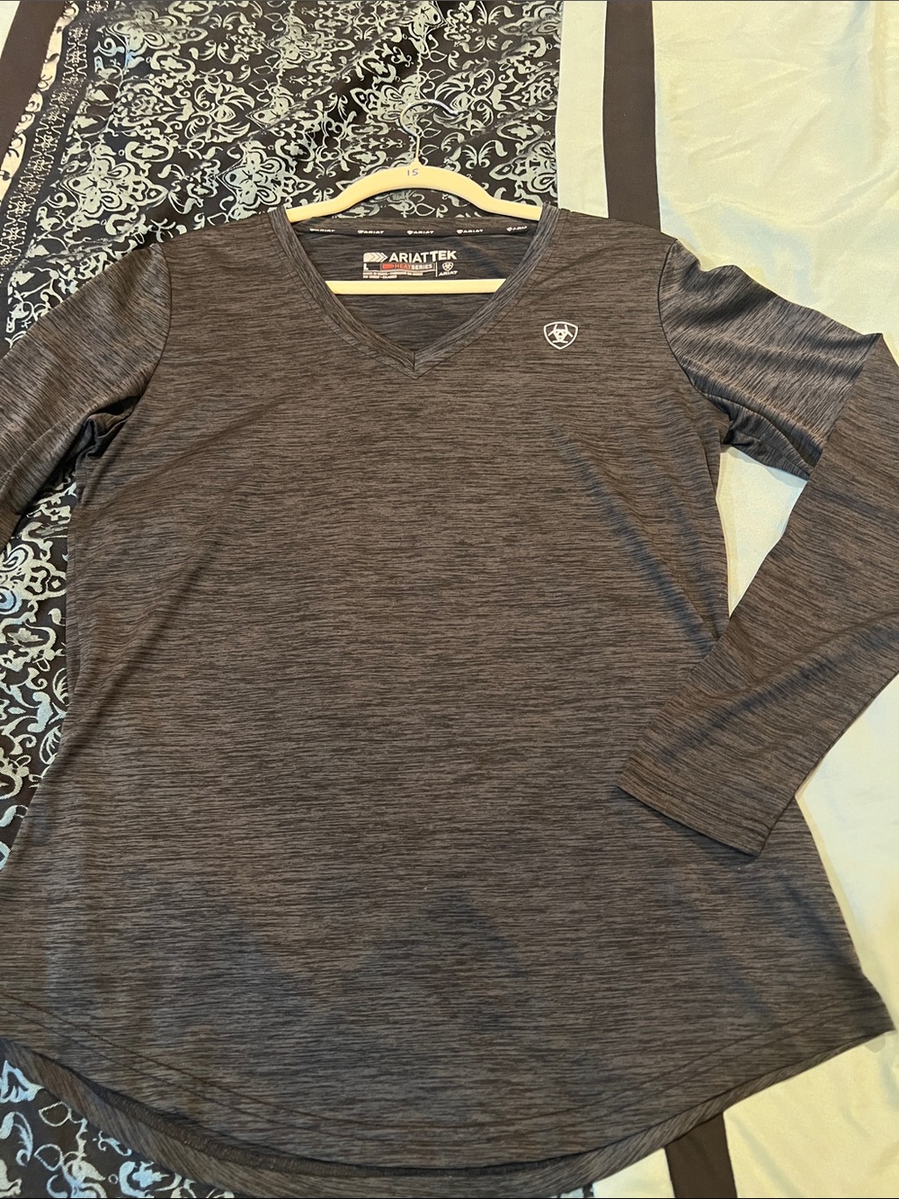 Ariat Tek Heathered Dark Gray V-Neck Performance Shirt